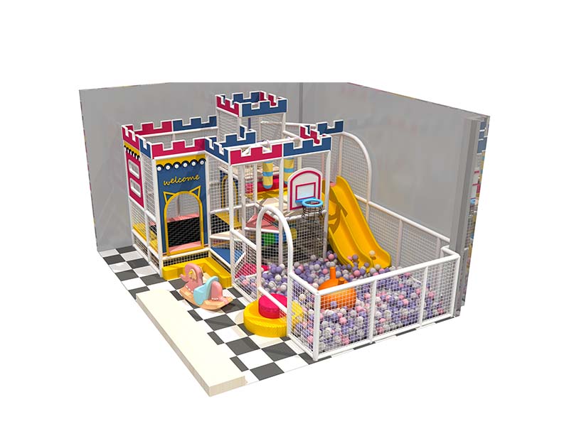 Children Indoor Playground Structure With Small Square Trampoline